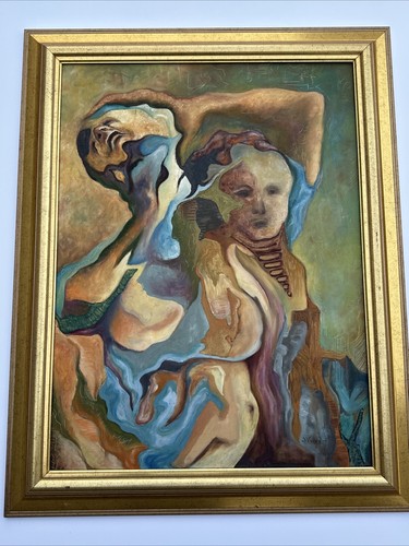LARGE SURREALISM PAINTING VARGAS PORTRTAIT MODERNISM OIL SURREALIST VINTAGE