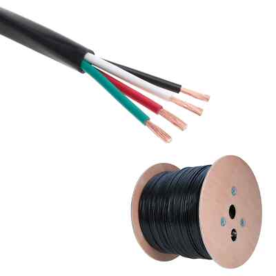 16/4 In-Wall Outdoor Burial UV CL2 Speaker Wire 16 AWG Gauge Cable Black 250ft