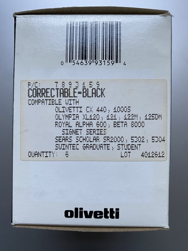 OLIVETTI OLYMPIA ALPHA SEARS SWINTEC 5x Correctable Black TYPEWRITER RIBBON 