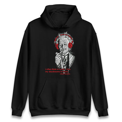 Albert Einstein Hoodie - ''I Oft Think in Music'' Graphic Hoodie, Retro Style Kapuze