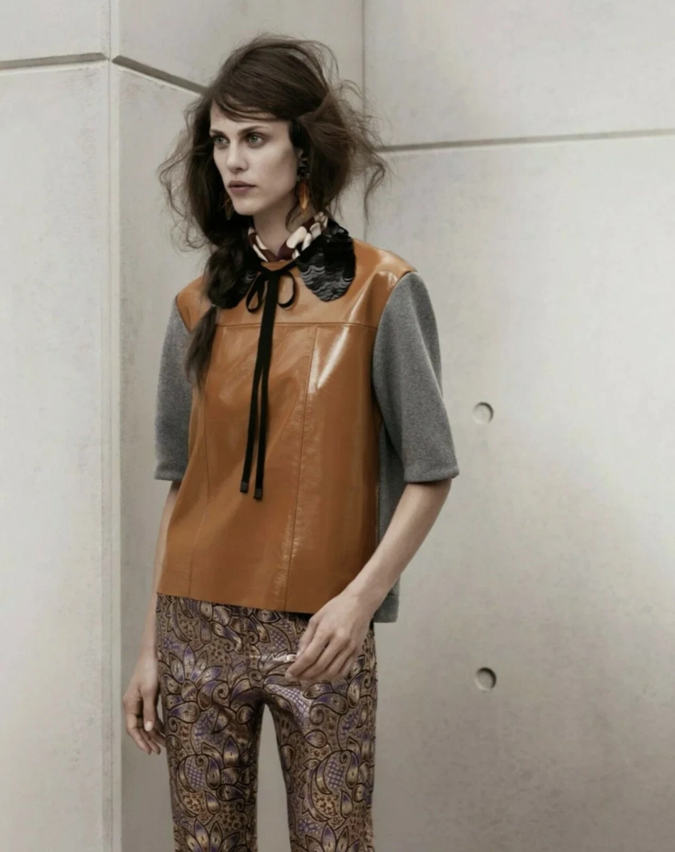 MARNI AT H M HM KNITTED COTTON ORANGE PATENT LEATHER TOP EUR 34 US