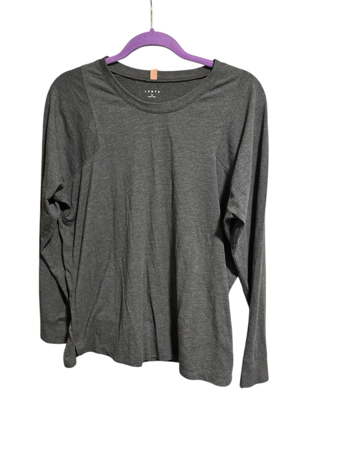 Lunya Restore Supima Cotton Long Sleeve Base Layer Shirt XLarge Gray