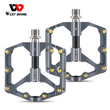 WEST BIKING Carbon Fiber Axle 3 Bearings MTB Road Bike Bicycle Flat Pedals 9/16"