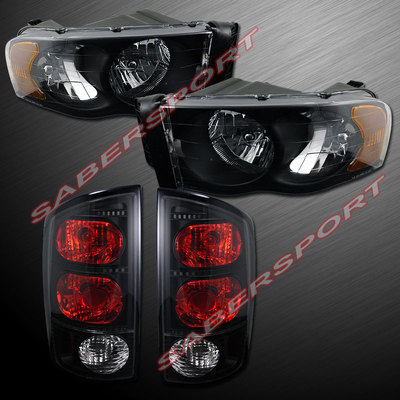 Tail Lights Combo 03-05 2500//3500 Headlights Black 2002-2005 Dodge Ram 1500