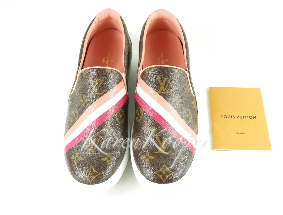 AUTHENTIC NEW LOUIS VUITTON MONOGRAM FRONTROW SLIP ON SNEAKERS Sz 39.5 /  8.5 US