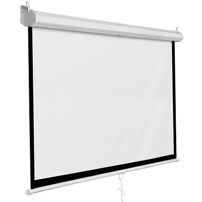 119" Manual Pull Down Projector Projection Screen Theater Movie 84"x84" Home