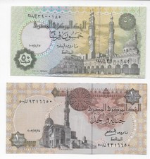 UNC EGYPT 50 PIASTRES & 1 POUND 2007 & 2003