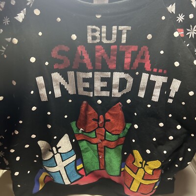 Womens Freeze But Santa I Need It Christmas Sweater Presents Size 3XL   B15