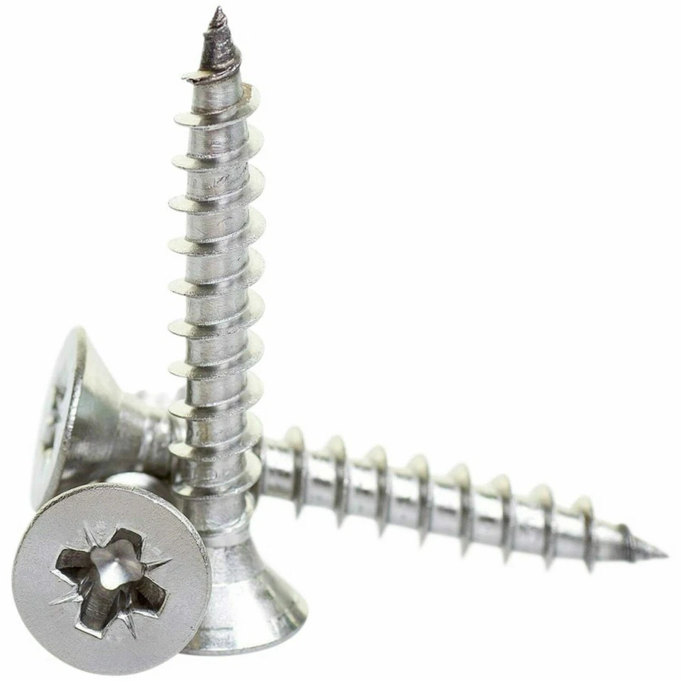 H&H PROFESSIONAL SILVER WOOD PVC SCREW COUNTERSUNK WOODSCREW SCREWS POZI Universal