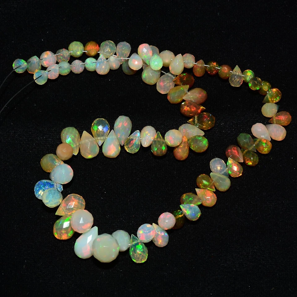 80 Pcs Natural Gemstones Ethiopian Opal Super Electric Fire Drillled Briolettes - Image 2 of 4