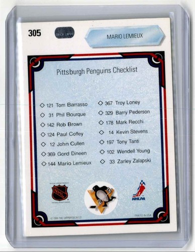 1990-91 Upper Deck Mario Lemieux Pittsburgh Penguins #305 - Picture 2 of 2