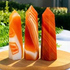 Natural Carnelian Tower Point Crystal Obelisk Sacral Chakra Mineral Specimen 1Pc