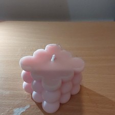 Pink White Bubble Cube Decorative Wax Candles, Single Wick, 3 Pack