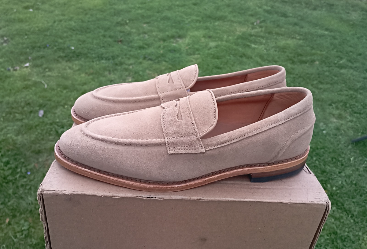 New Allen Edmonds 8D 'Randolph' Bone Suede Penny Loafers $450 | eBay