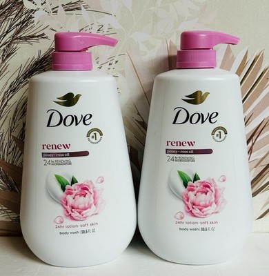 2-Pack Dove Renew ~ Peony & Rose Moisturizing Body Wash 30.6 fl oz Each
