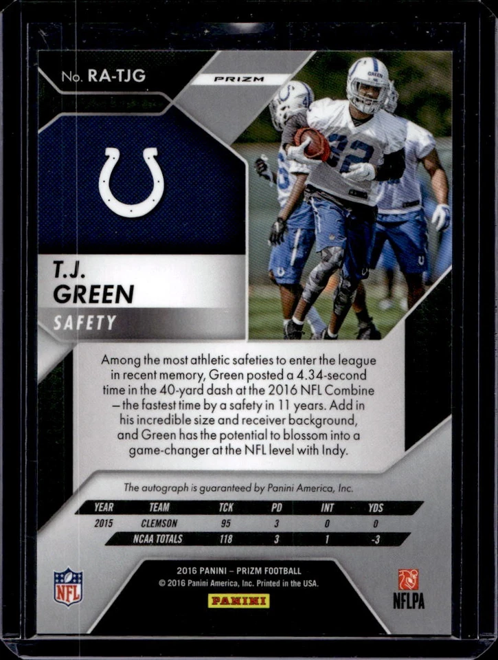 T.J. Green 2016 Panini Prizm #RA-TJG Rookie Auto - Image 2 of 2
