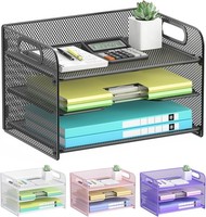 Schreibtisch Organizer 3-Stufig Schwarz Papierablage Akten-Organizer FüR A4