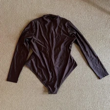 Skims Espresso Disco Long Sleeve Bodysuit, Size 3X New
