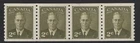Canada #298 2c sepia Strip of 4  MNH OG  KG VI w "POSTES-POSTAGE" COILS  P9.5V