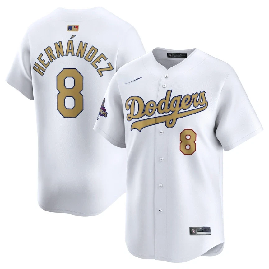 Men's Dodgers White 2025 Gold Collection  Jersey