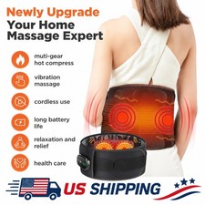 100 LED Red Light Therapy Heated Belt Back Support Waist Vibration Massager Pad