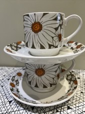 Midwinter Pottery Jessie Tait Michaelmas  Tea Cup Saucer Set Mid-Century Mod X2