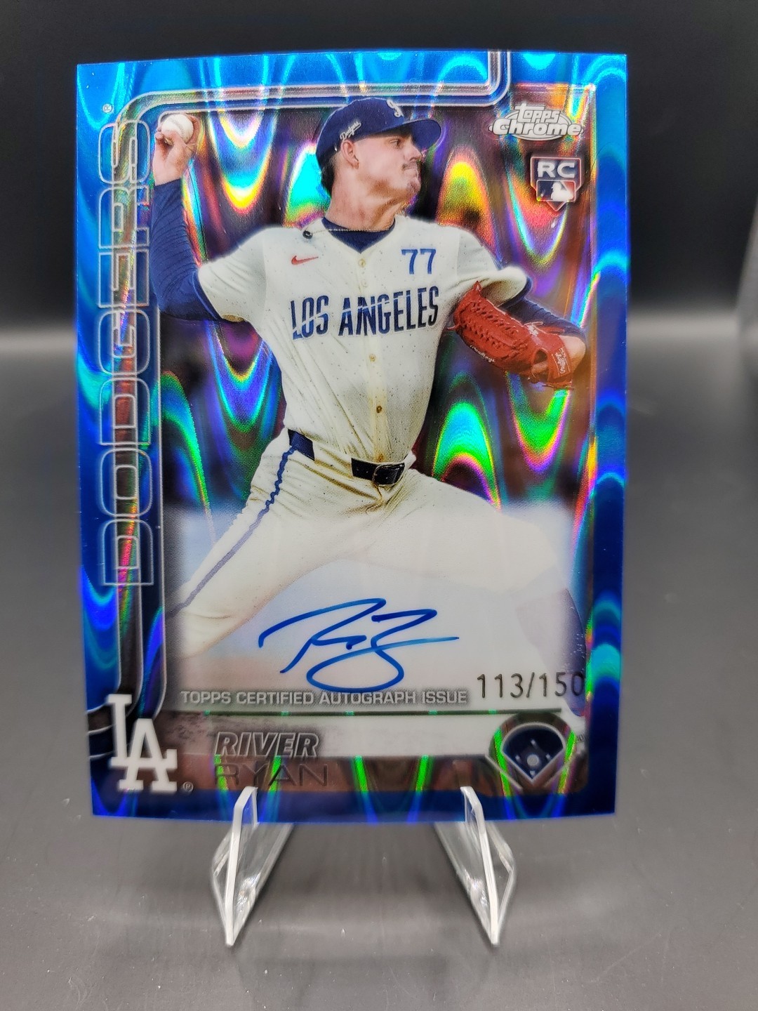 2025 Topps Chrome - Rookie Autographs River Ryan #RA-RR Blue RAYWAVE/150 (AU,RC