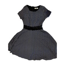 A Line Cap Sleeve dress Sz M Lace Blue Black Diamond Y2k Grunge Whimsy Academic