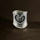 Vintage 925 Sterling Silver Wide Rope Heart Textured Ring