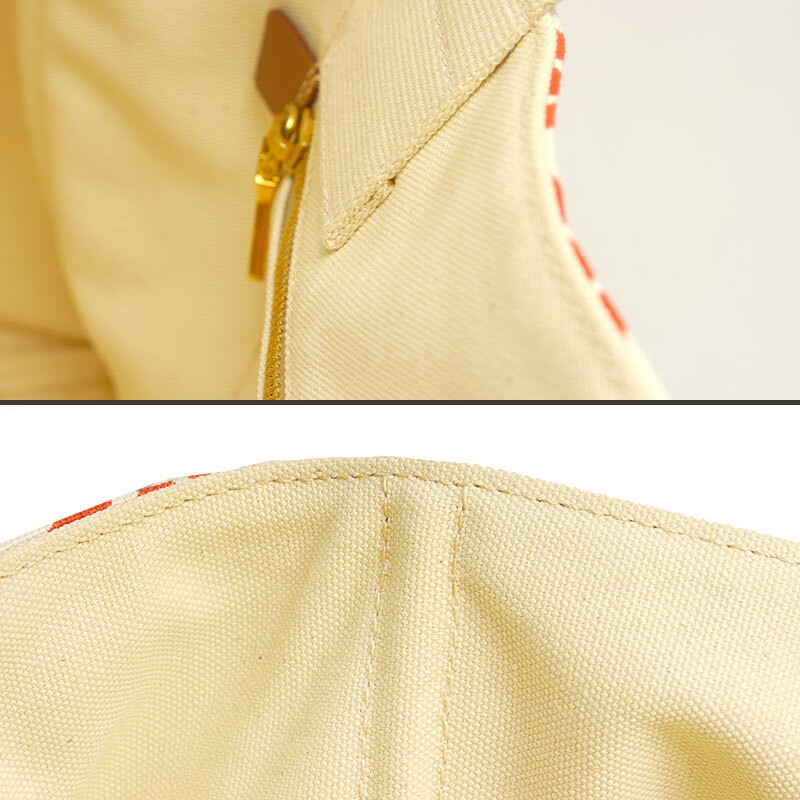 PRADA Canapa BN1872 Canvas Tote Bag Off White x Red A4 Size Compatible from japa thumbnail 8