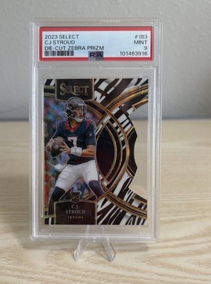 2023 Panini Select Premier Level C.J. Stroud #183 Zebra Prizm Die-Cut PSA 9