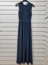 BNWT H&M Petrol Maxi Women's Size 6 Navy Blue Sleeveless Pleated Dress