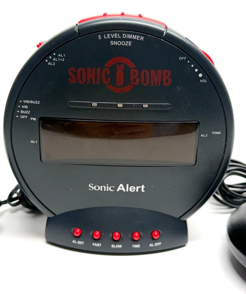 Sonic Bomb Alert Vibrating Alarm Clock with Bed Shaker BLACK - Image 2 of 4