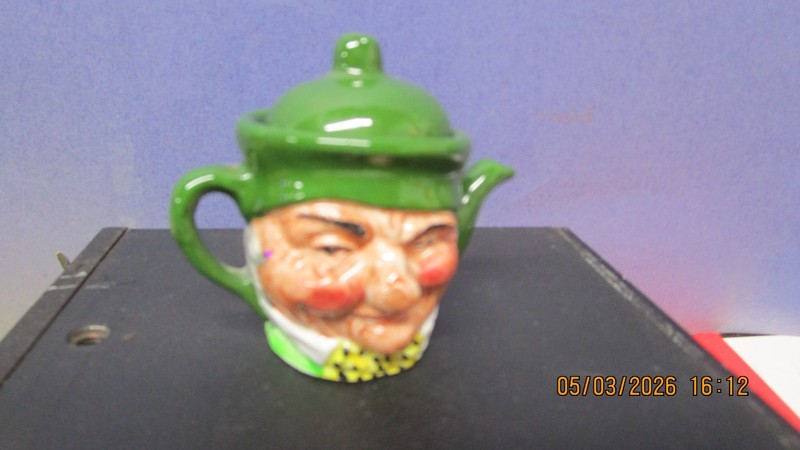Vintage Artone Miniature Mini Toby Jug Teapot Winking Face England 2.5" Ceramic