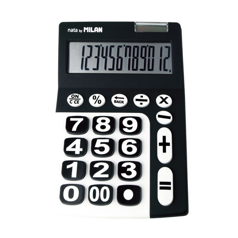 Calculatrice de bureau Milan 12 chiffres noir et blanc grand format