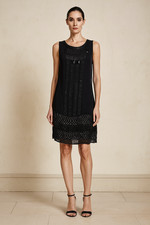 Adrianna Papell Evening Beaded Glam Black Dress SZ 10 Silk Sustainable Holidays