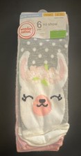 Wonder Nation Girls' No-Show Socks L 6 Pair Multicolor Animal Polka Dot Stripe