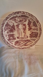 Vintage Souvenir Plate Yellowstone National Park Plate - Vernon Kilns