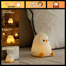 LED Penguin Night Light - Dimmable Silicone Animal Lamp for Kids, Nursery Decor,