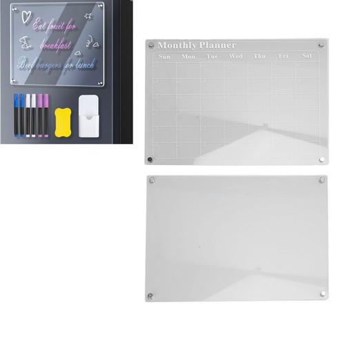 2 X Set Acrylic Dry Erase Board 15.7x11.8in Monthly Calendar And Blank Memo - Picture 18 of 24