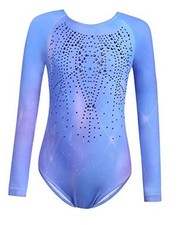 Kid Girls Gymnastic Leotard Long Sleeve Color 7-8 Years Shiny Multicolor