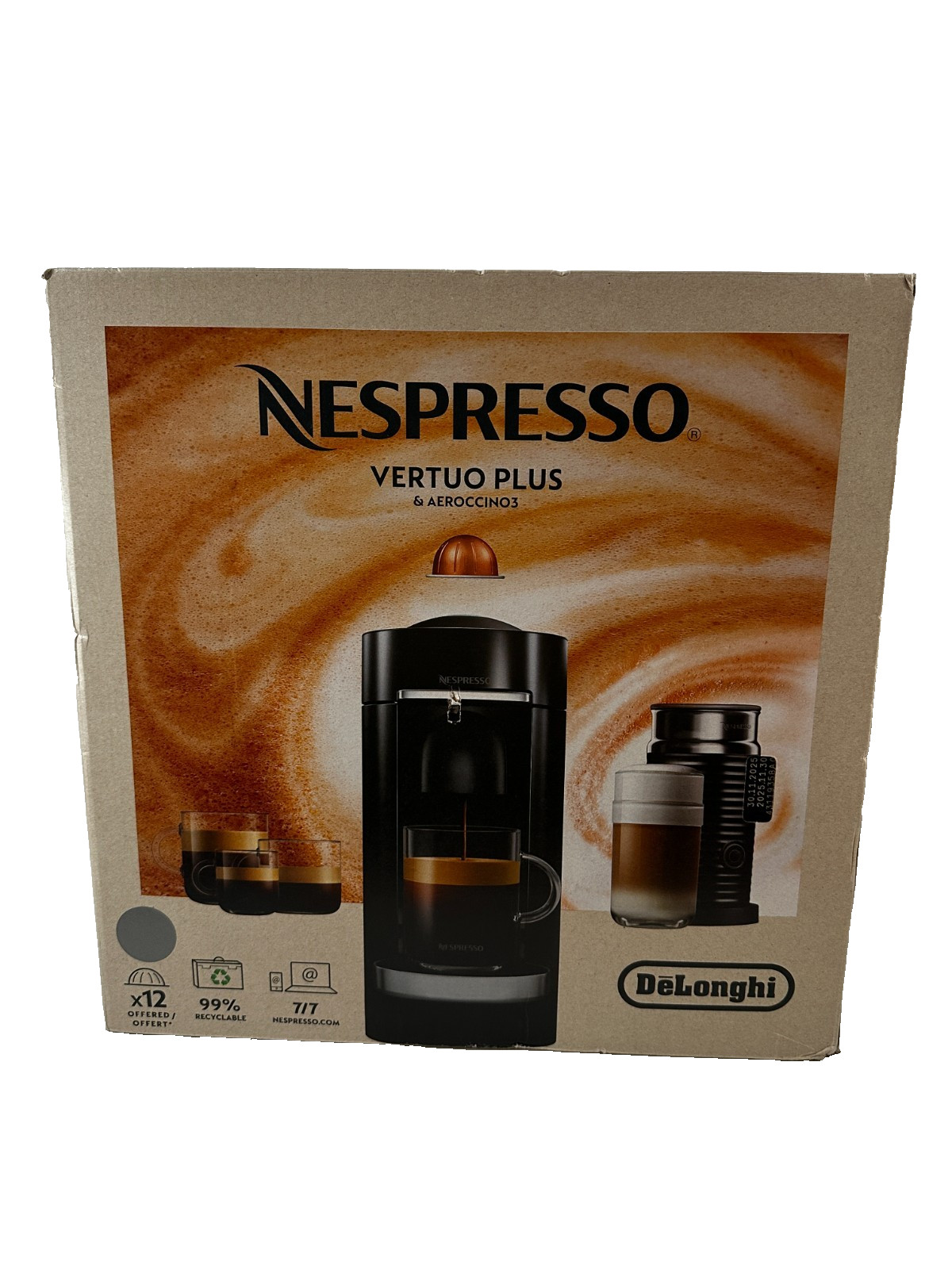 Nespresso VertuoPlus Deluxe Coffee and Espresso Machine, De'