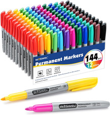 Permanent Markers Bulk, 144 Pack Permanent Marker Set, 12 Assorted Colors, Fine