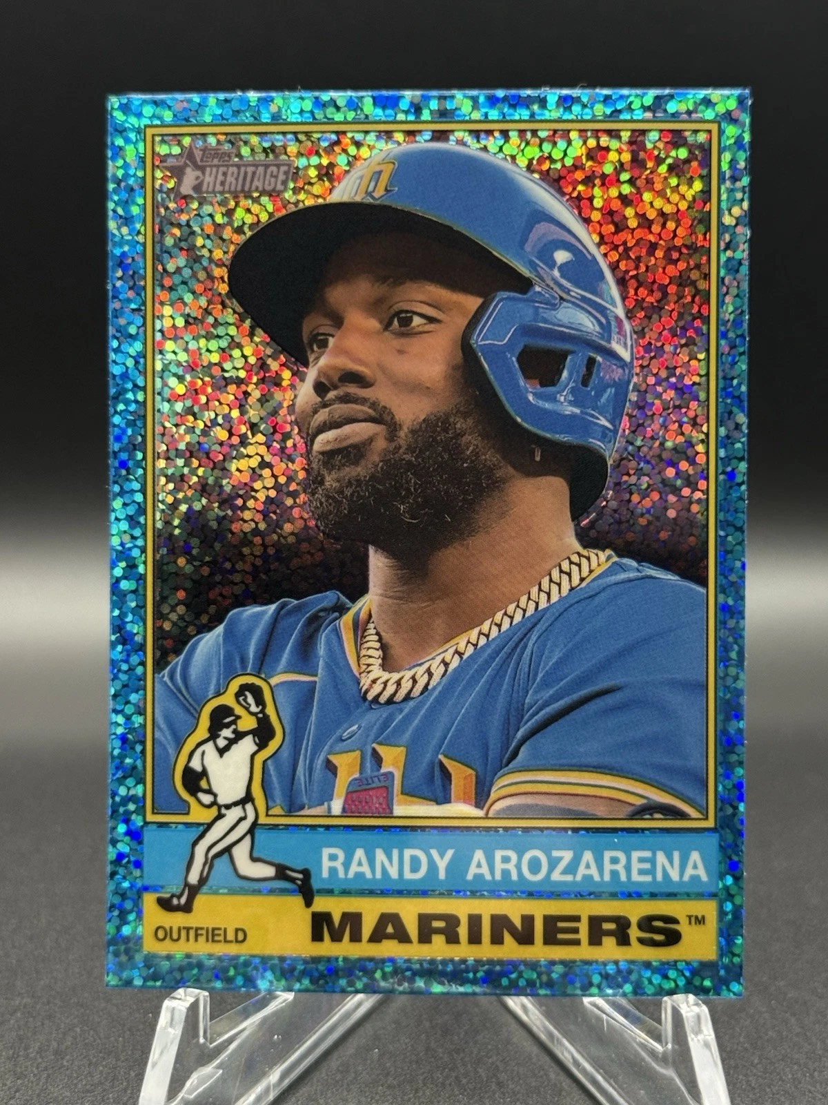 2025 Topps Heritage - Randy Arozarena #44 Chrome Light Blue Sparkle Refractor