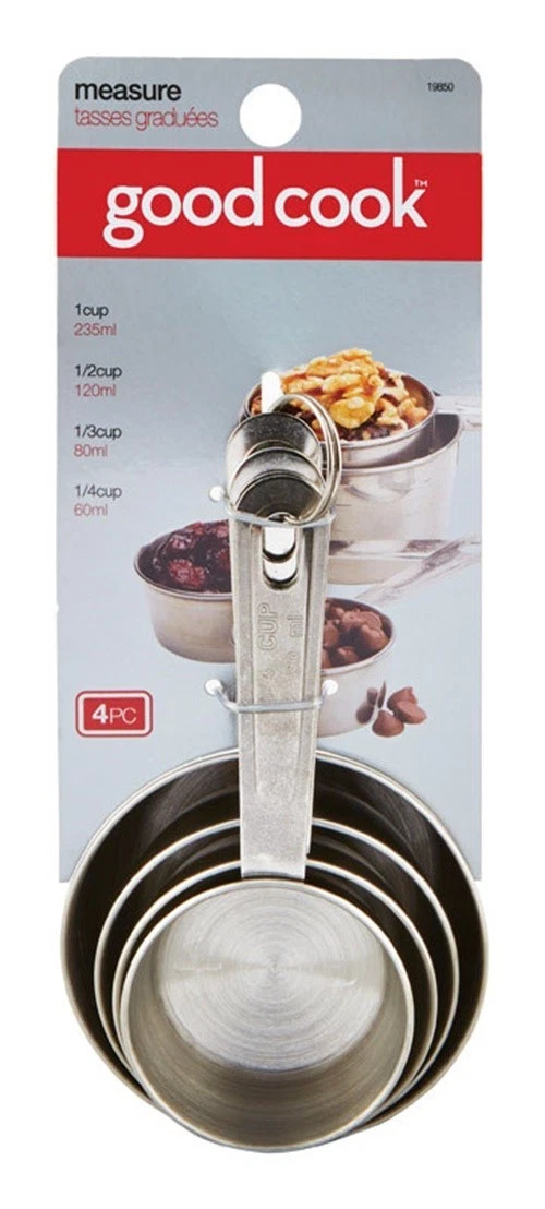 Good Cook 19850 Stainless Steel Silver Measuring Stackable Cup Set (2 PACK)