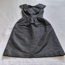 Alfred Sung Black Cocktail Flare Dress Womens 2 Cap Sleeve D568 Retro Pockets