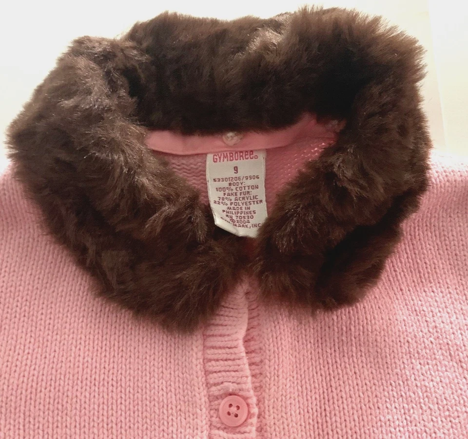 Cárdigan Suéter Gymboree Rosa Niñas Talla 9 Cuello Imitación Piel Jirafa Club Y2K De Colección Foto 2 de 4