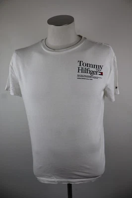 Tommy Hilfiger T-Shirt Homme 164 Coton Manches Courtes Vintage Blanc Logo - Photo 1/4