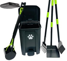 Dog Poop Trash Can Outside 20L with Pooper Scooper  50 Waste Bags, Outdoor D...