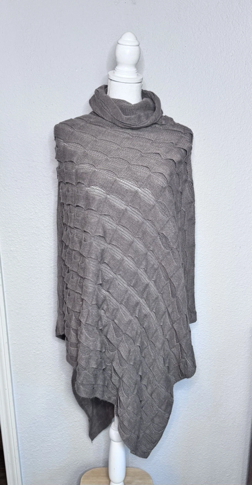 Veond Women's Sweater Poncho One Size Cozy Brown Cowl Neck Pullover